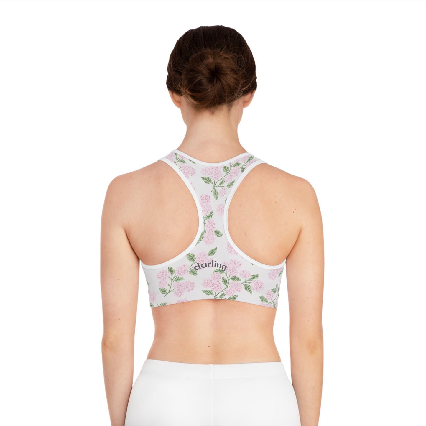 Floral Darling Sports Bra — Pink Hydrangea All-Over Print