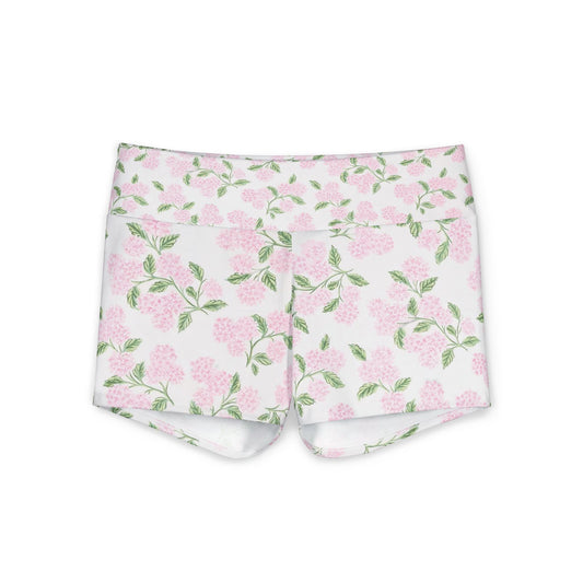 Floral 'darling' Yoga Shorts — Pink Hydrangea Print