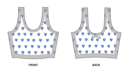 Sports Bra - Blue Heart Patterned Women's Athletic Top