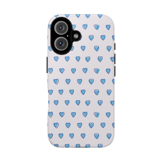 Blue Preppy Hearts Phone Case — 'Tough Cases' Stylish Protective Cover