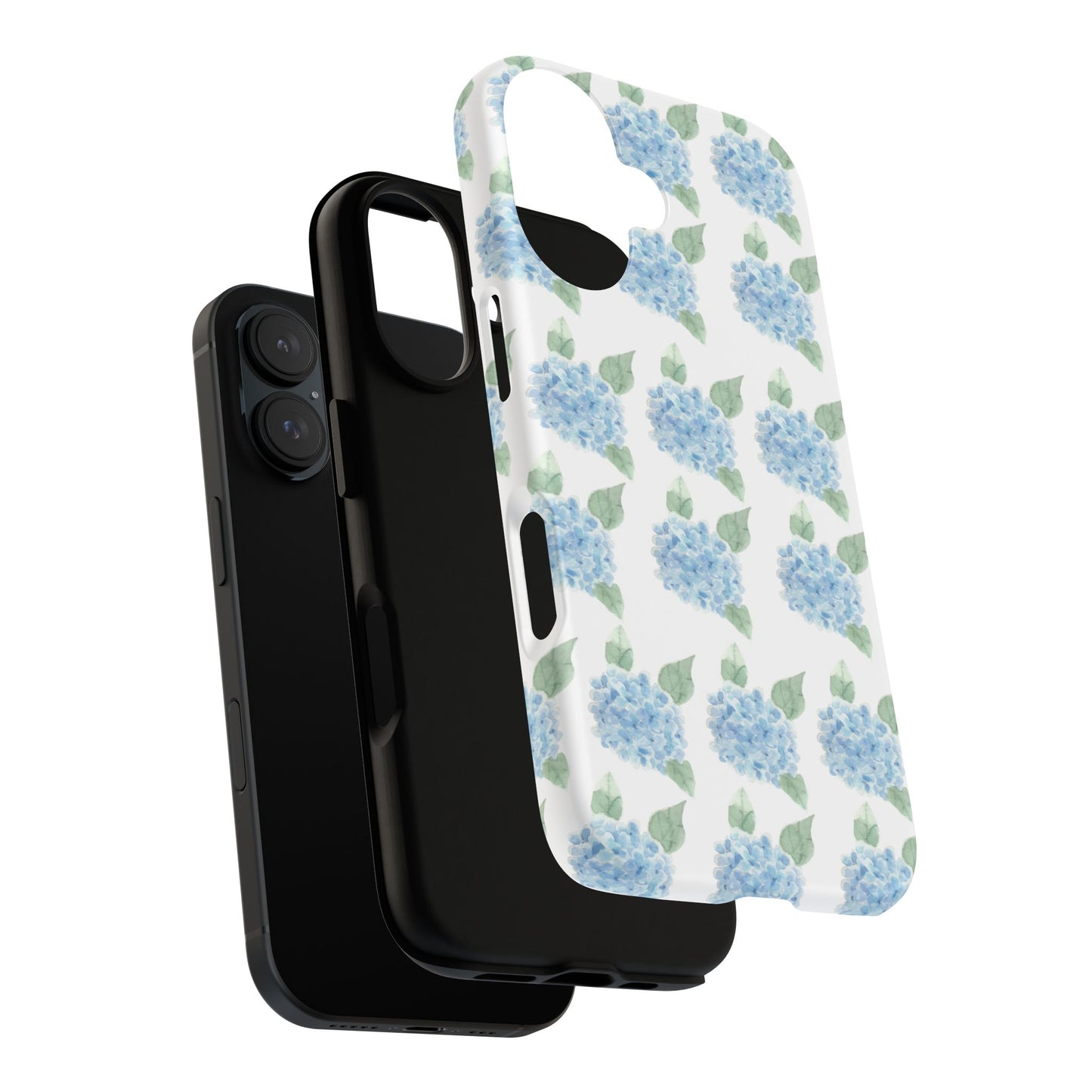 Hydrangea Pattern Tough Phone Case - Blue Floral Protective Cover