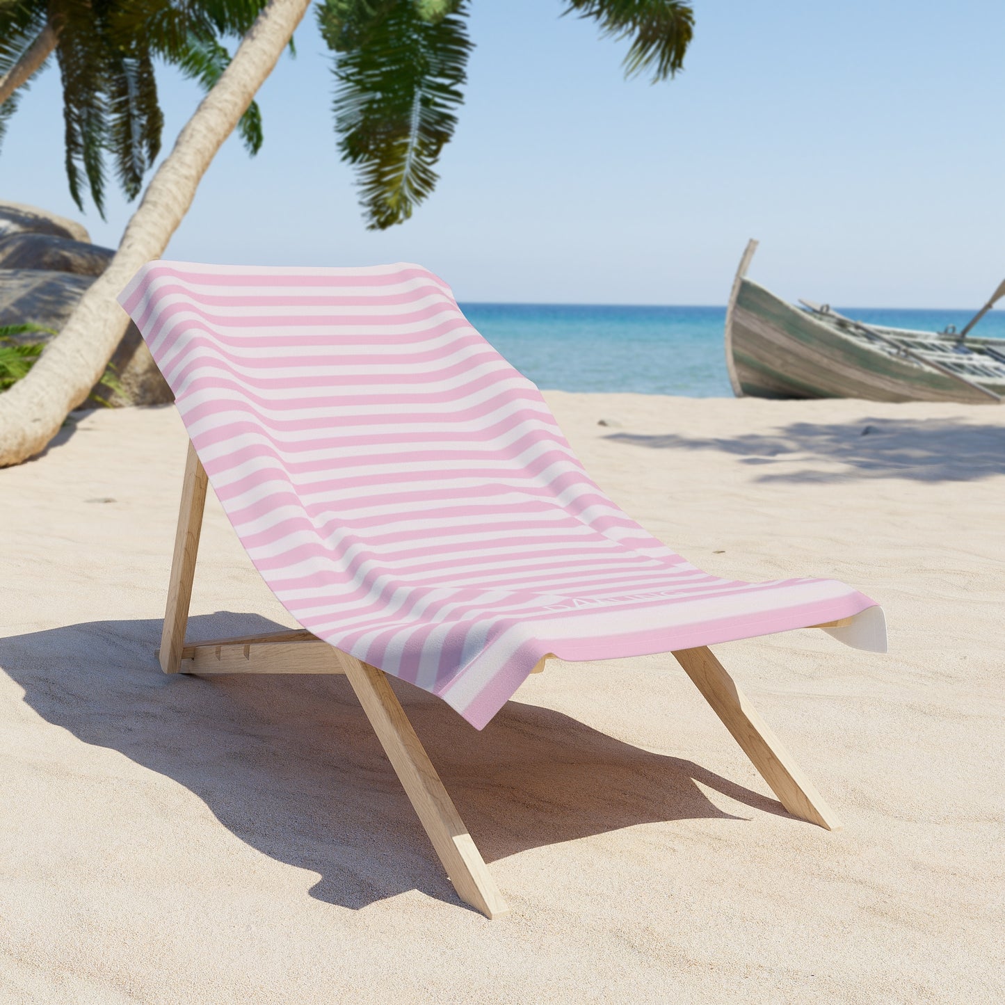 Pink Stripe Beach Towel — Lightweight Summer Pool & Seaside Towel