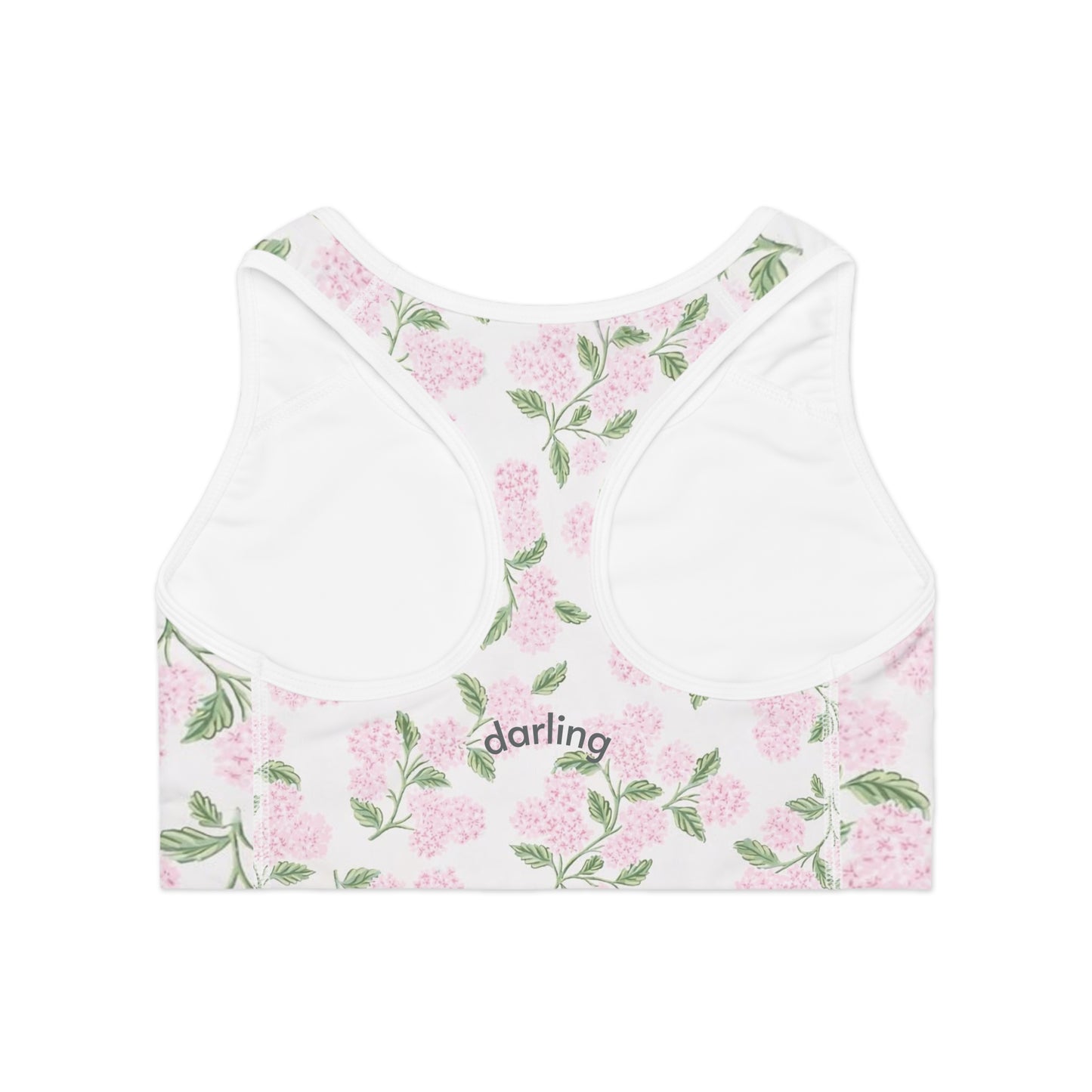 Floral Darling Sports Bra — Pink Hydrangea All-Over Print