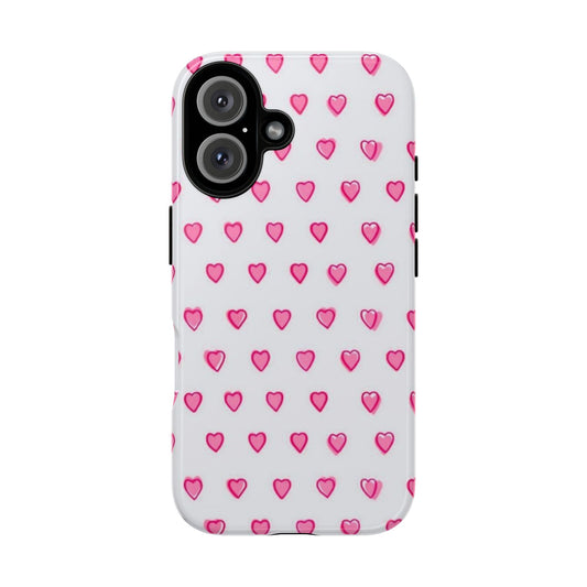 Pink Preppy Hearts Phone Case — Tough Cases