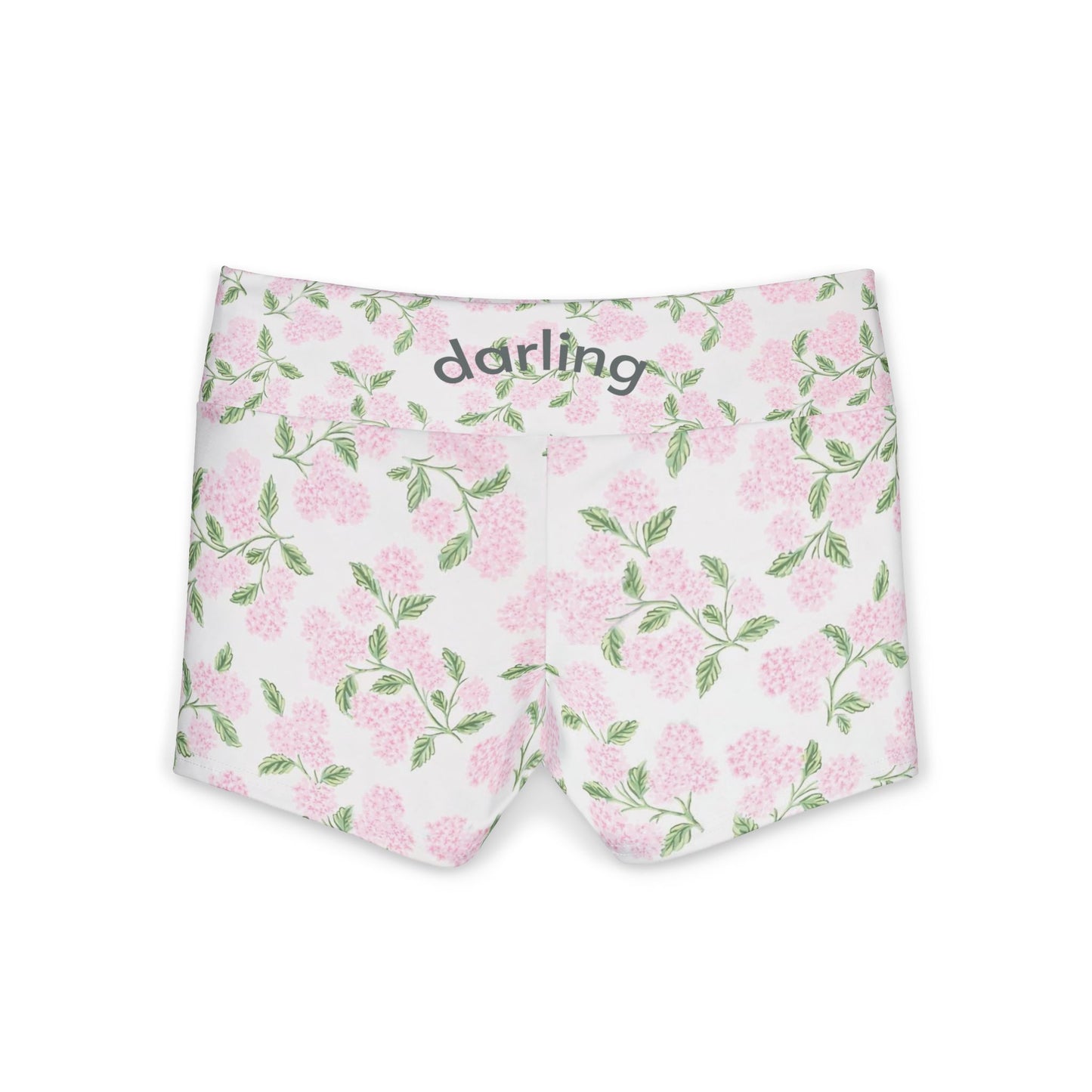 Floral 'darling' Yoga Shorts — Pink Hydrangea Print