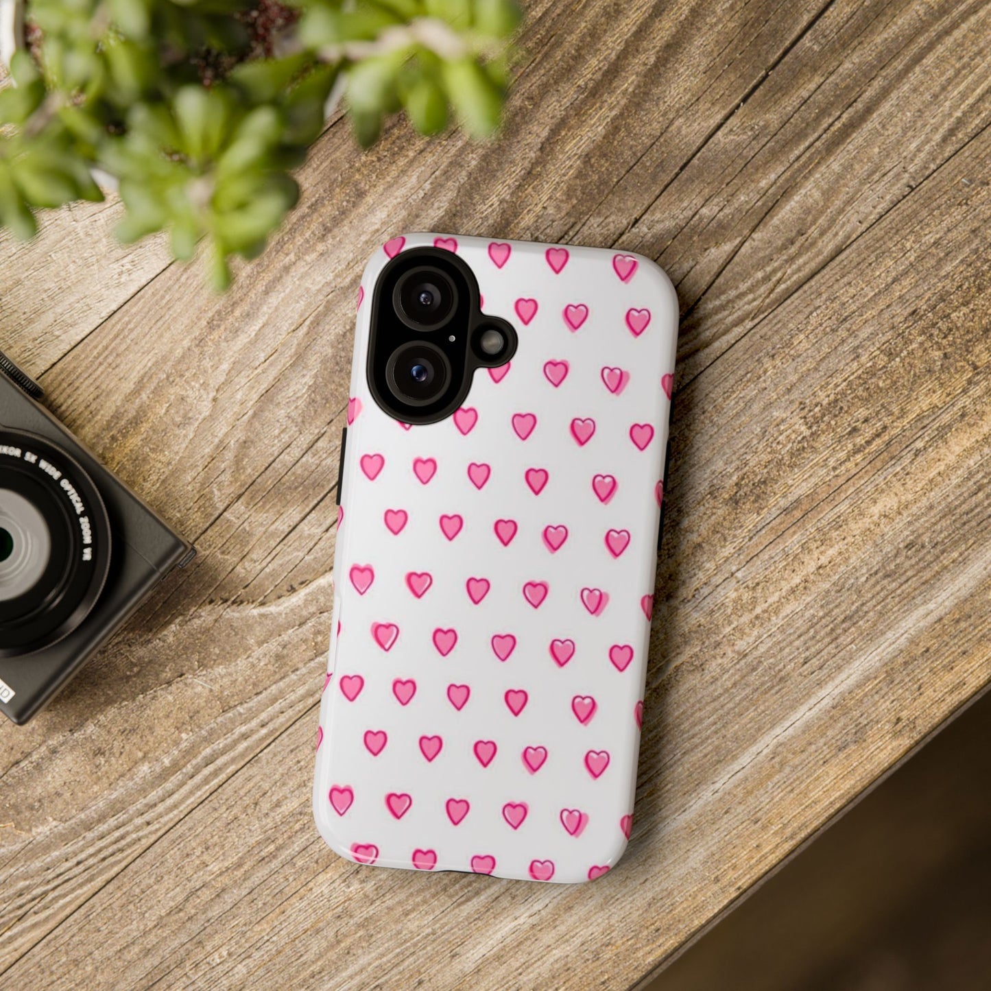 Pink Preppy Hearts Phone Case — Tough Cases