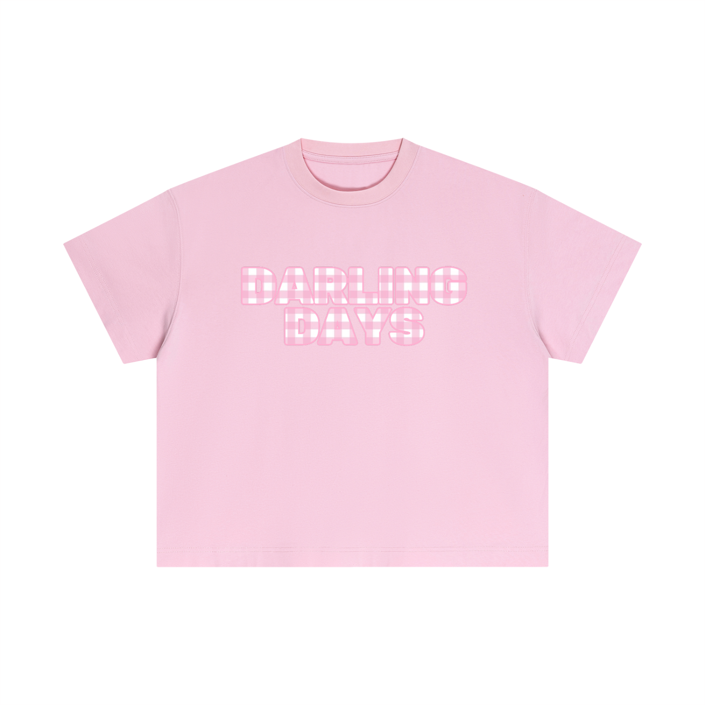 Pink Darling Check Boxy Tee