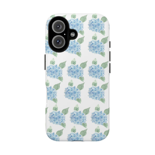 Hydrangea Pattern Tough Phone Case - Blue Floral Protective Cover
