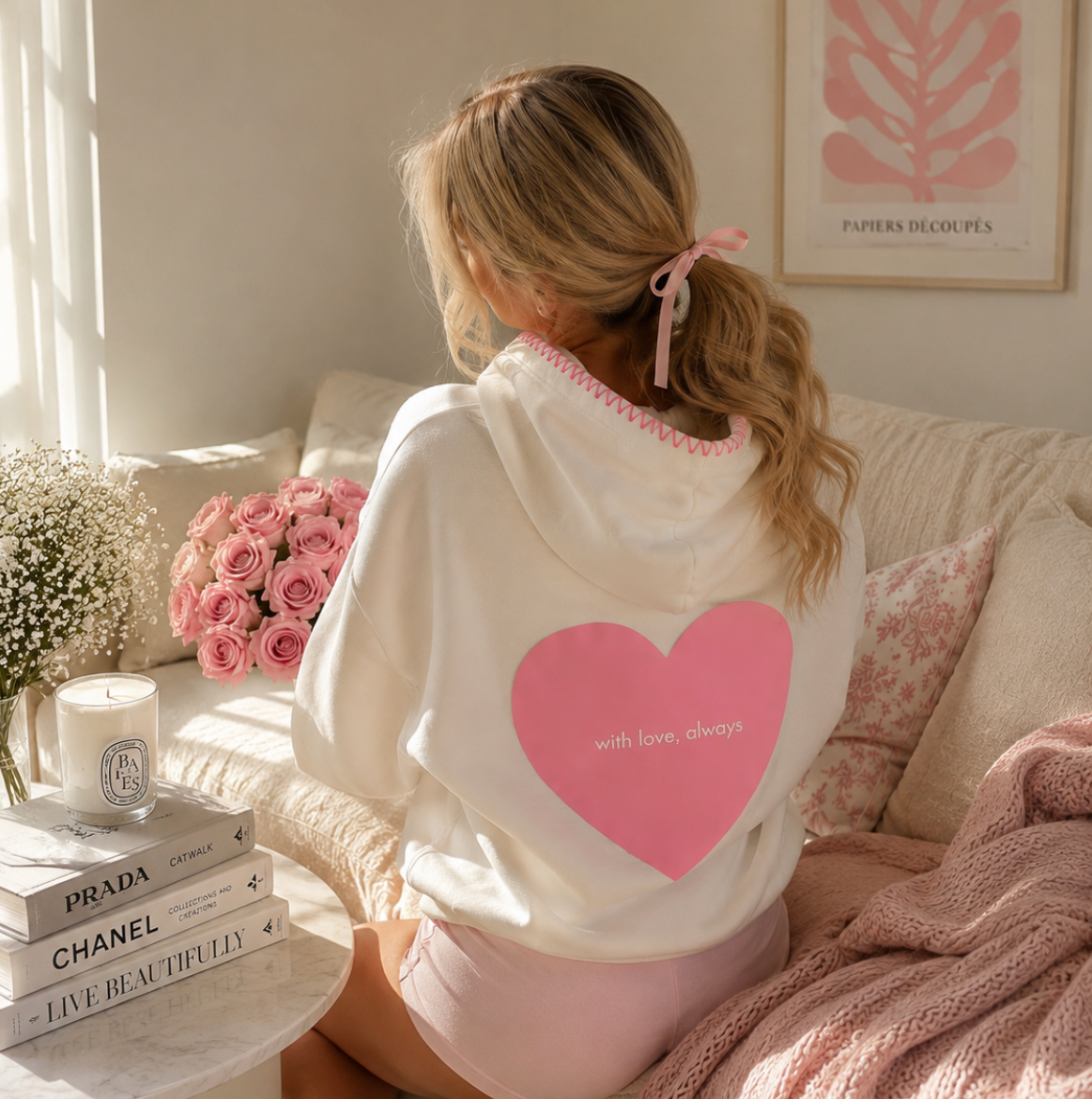 *SAMPLE SALE* With Love Hoodie in White