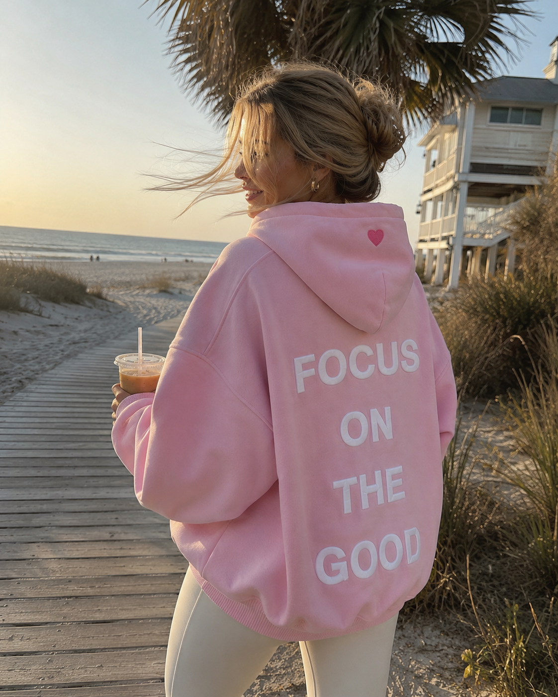 *SAMPLE SALE* Focus on the Good Hoodie in Bubblegum