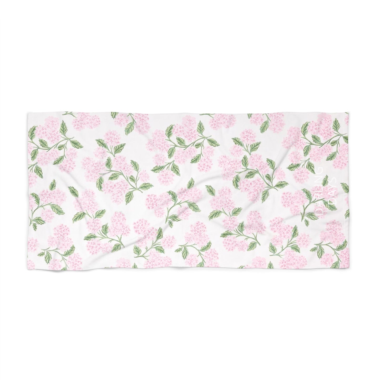 Pink Hydrangea Floral Beach Towel — Lightweight Summer Pool & Seaside Towel