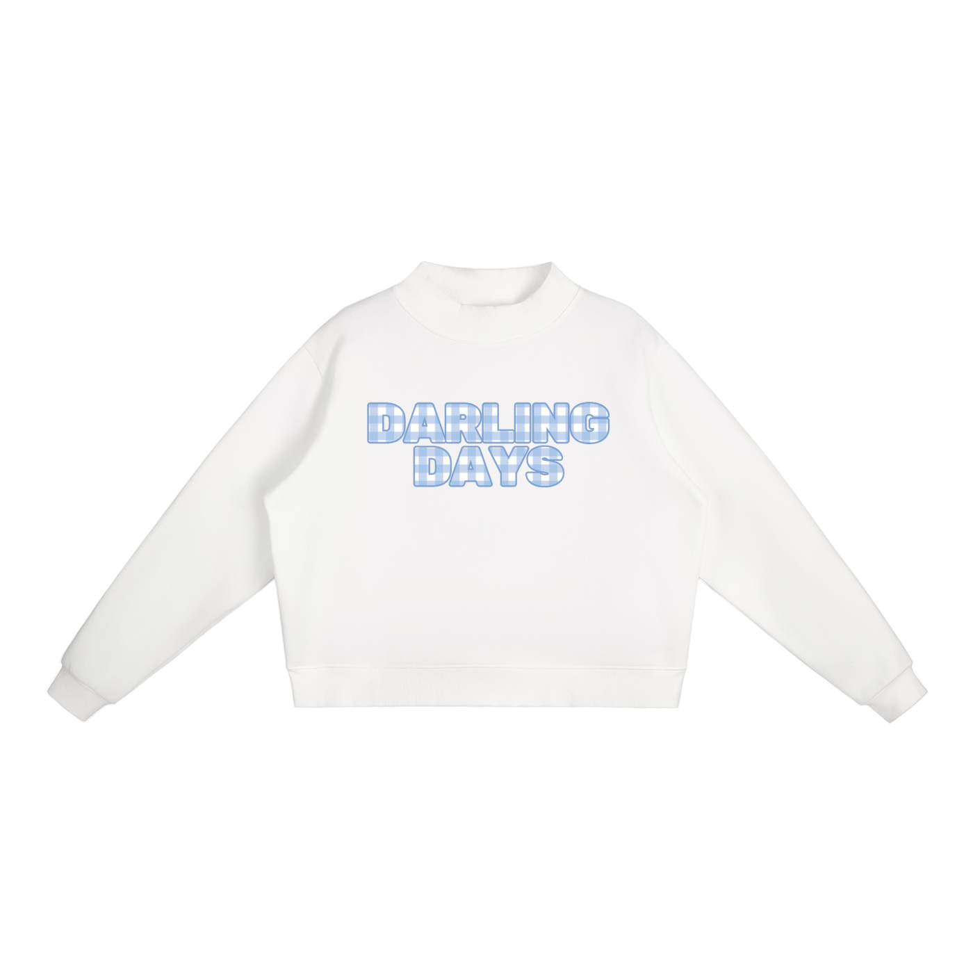 Darling Blue Check Mockneck
