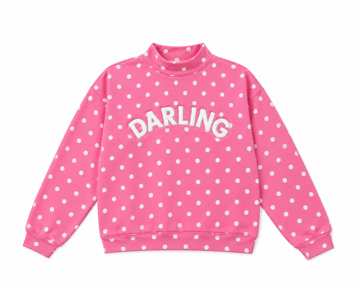 PREORDER Darling Pink Polka Dot Mockneck