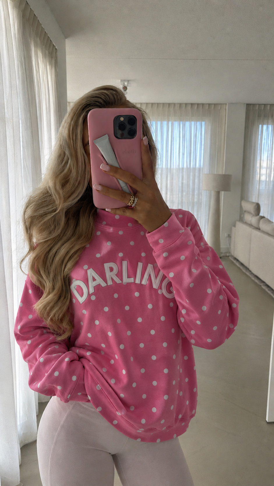 PREORDER Darling Pink Polka Dot Mockneck